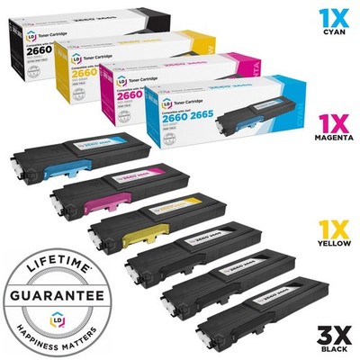 LD 6pk Comp Toner for Dell C2660dn C2665dnf 67H2T 488NH TW3NN VXCWK V4TG6