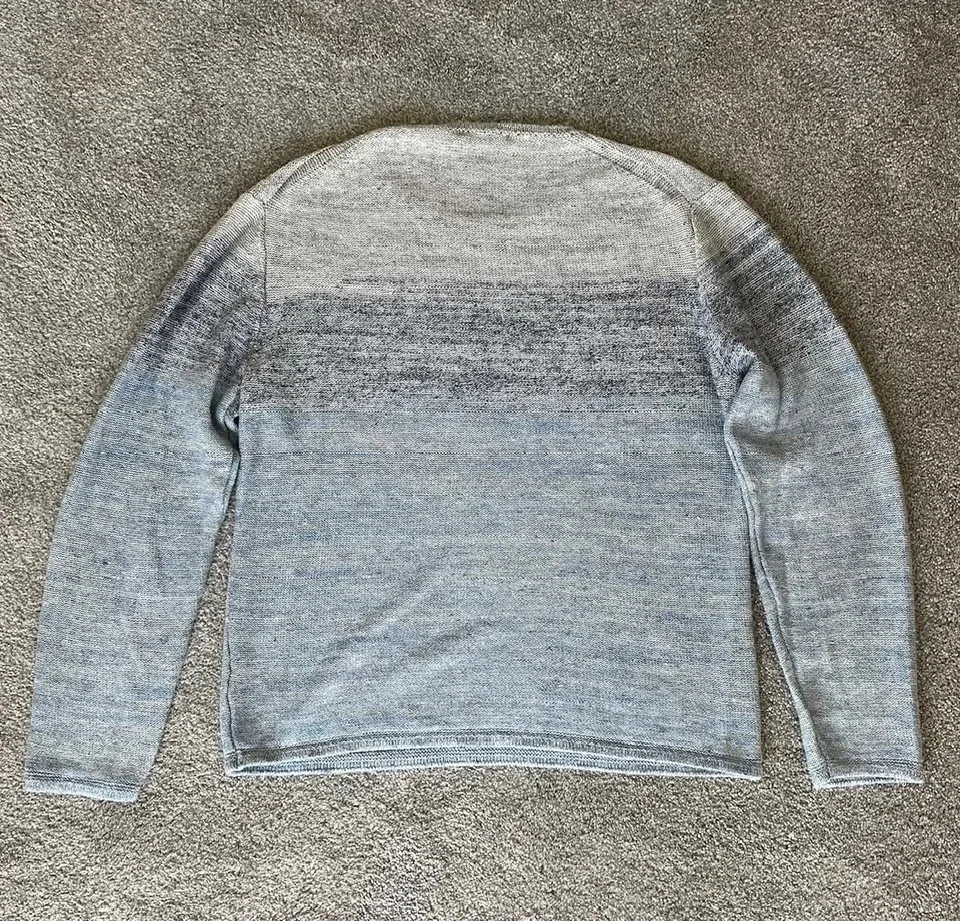 Suéter túnica de lino gris ostra y azul Inis Meain "Ombre" para hombre, talla mediana M Foto 2 de 4