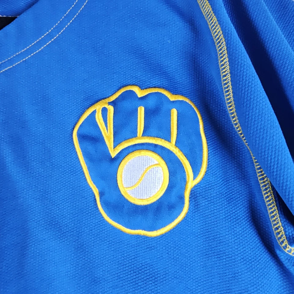 Camiseta de béisbol Ryan Braun Milwaukee Brewers juvenil XL Nike MLB azul dorado  Foto 3 de 4