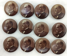 1900's President William McKinley Memoriam Pinbacks Set of 12