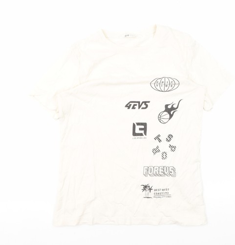 Camiseta H&M Niñas Blanca Gráfica, 10-11 Años, Estilo Logo - Imagen 1 de 12