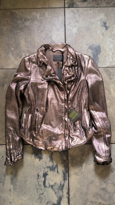 Super edle MUUBAA  Biker Lederjacke rosé gold metallic NEU mit allen Etiketten
