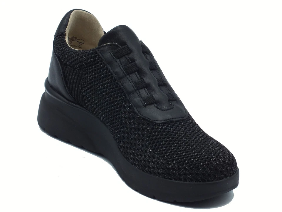 Melluso Walk K55431Z Nero Sneakers Slip-On per Donna in tessuto zeppa alta - Immagine 2 di 3