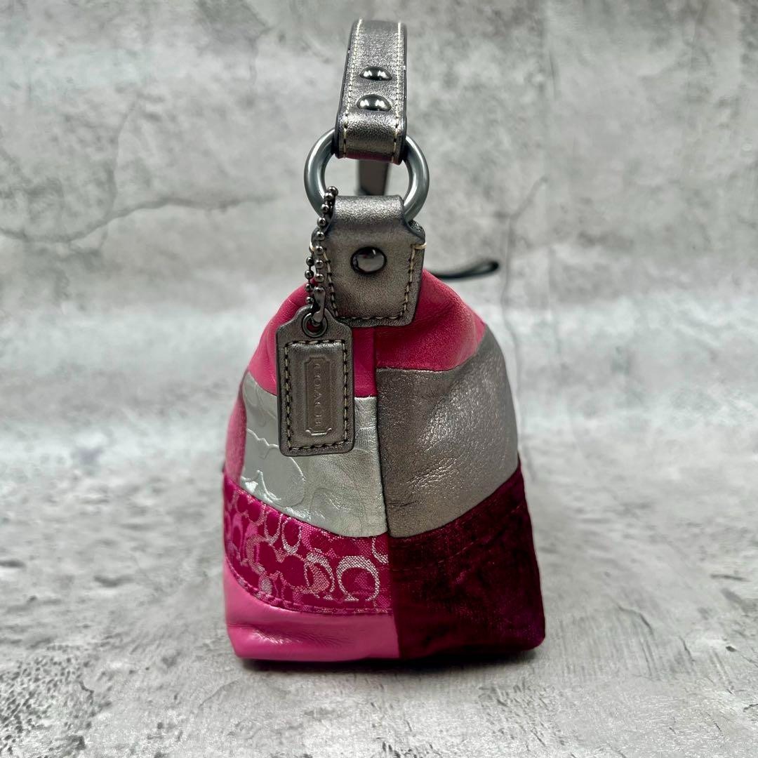 バッグ Coach Signature Patchwork Hand Bag Pink Coach Hand Bag Signature Patchwork Pouch Pink y2k Women's