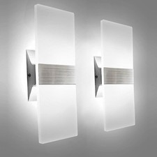Modern Wall Sconces Set of Two, Led Wall Light 10w, 6000k White Light Up Down...
