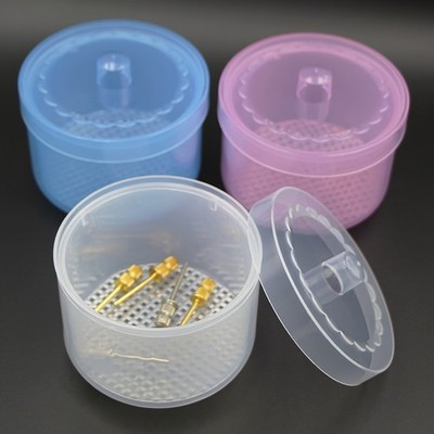 Nail Drill Bit Sterilization Box Double Layer Drainable Soaking Storage Lid