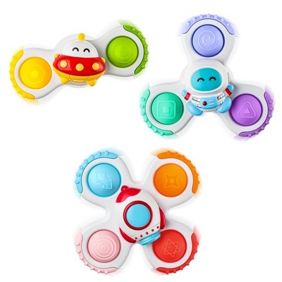 ALASOU 3PCS Pop Suction Cup Spinner Sensory Airplane Travel Toys for 1 Year O...