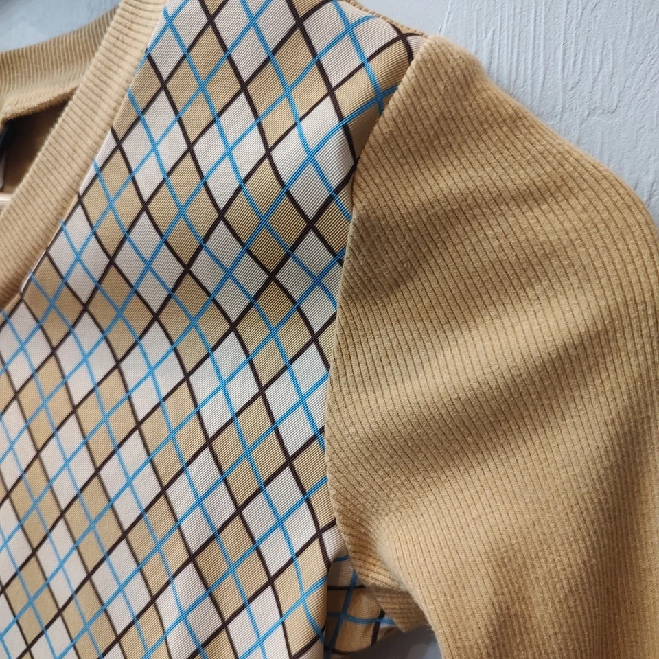 Vestido Un Deux Trois Niñas Talla 12 Beige Argyle Manga Larga Cuello en V Otoño De Colección Y2K  Foto 2 de 4