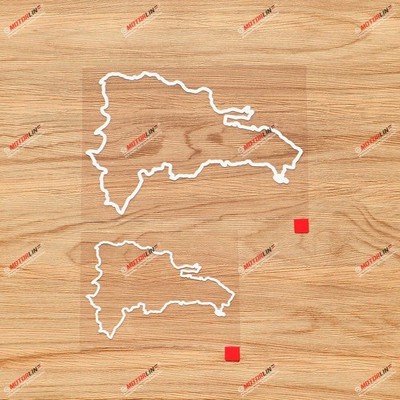 Dominican Country Map Outline Vinyl Decal Sticker - 2 Pack White, 4 Inches, 6...