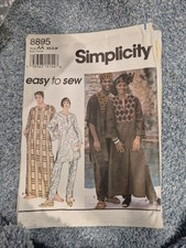 UNISEX CAFTAN Or 2 PIECE TOP/PANTS SIMPLICITY Sewing Pattern 8895 Size XS/S/M