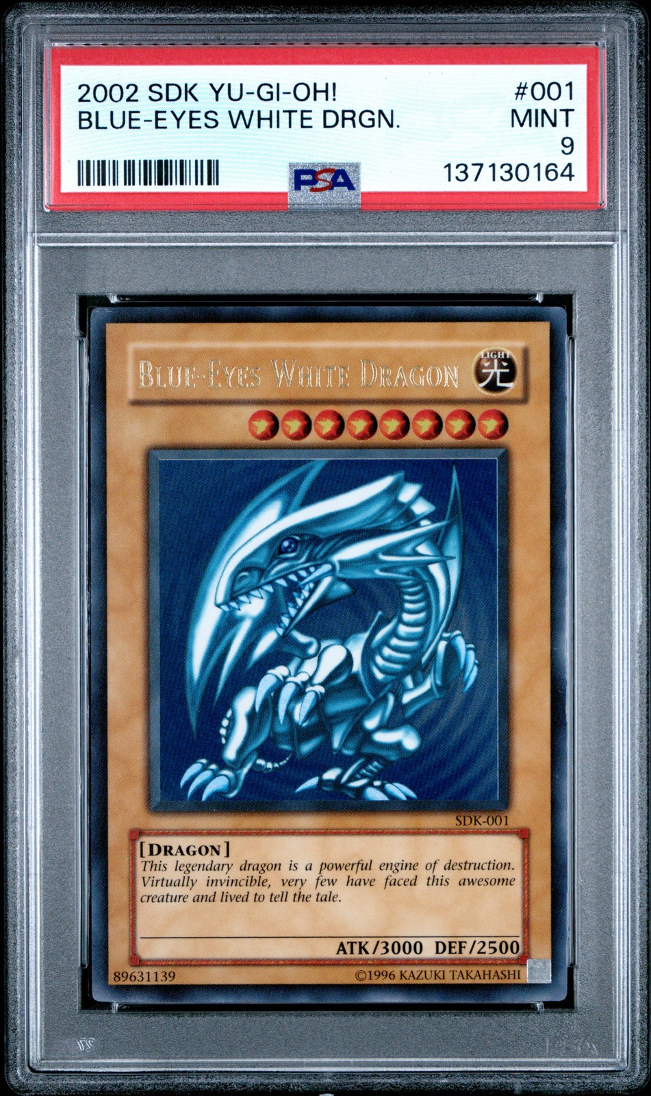 2002 YU-GI-OH! STARTER DECK: KAIBA #001 BLUE-EYES WHITE DRAGON PSA 9
