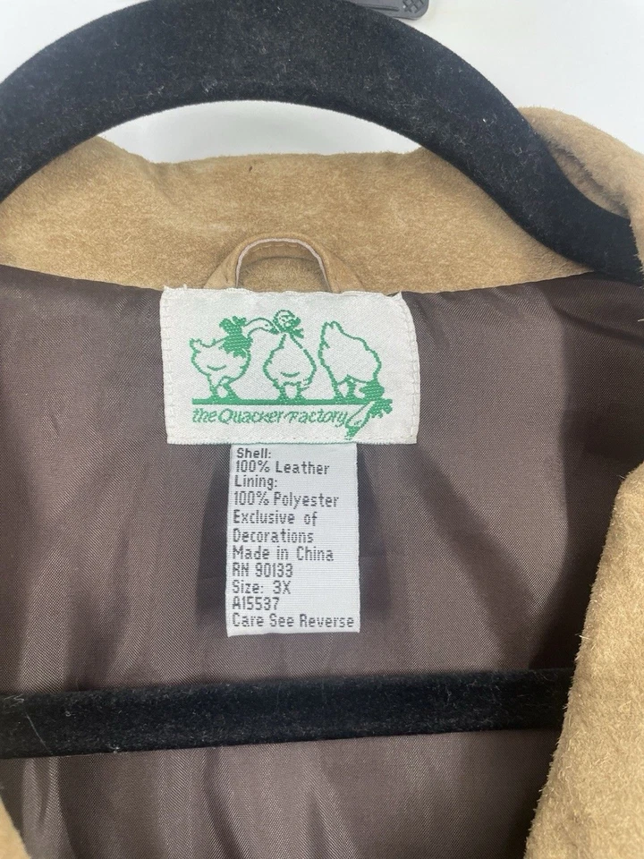 Chaqueta de Cuero De Colección Quaker Factory Western Fall Caballo Nativo Desierto Retirado 3X Foto 3 de 4