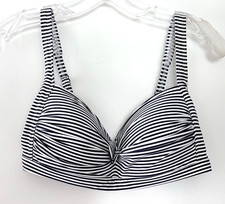 NIPTUCK Blue and White Vertical Striped Swim Top - Size 10