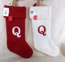 Initial Q Red  White Knit 18- inch Christmas Stockings Wondershop Brand New