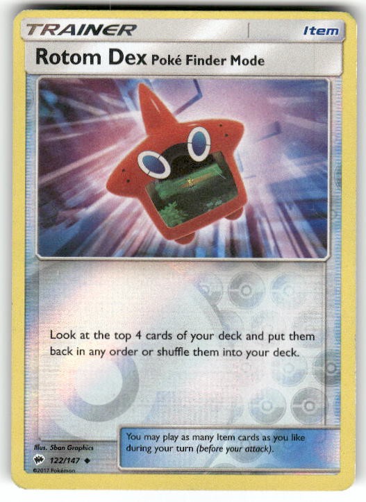 Rotom Dex Poke Finder Mode 122/147 | Burning Shadows Pokemon Reverse Holo | MP