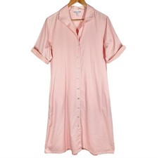 Hinson Wu Charlie Poplin Button Shirt Dress Size Medium Oversized Orange White