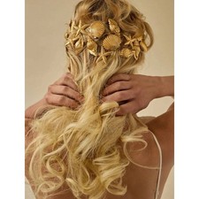 3x Gold Mermaid Beach Seashell Metal Hair Barrettes Clips Set Starfish Shell