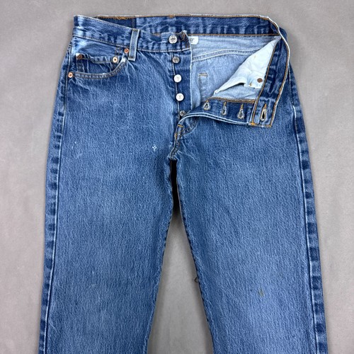 Jeans Levis 501 uomo 30x32 blu bottoni mosca pantaloni denim invecchiati sbiaditi trafilati - Foto 1 di 22