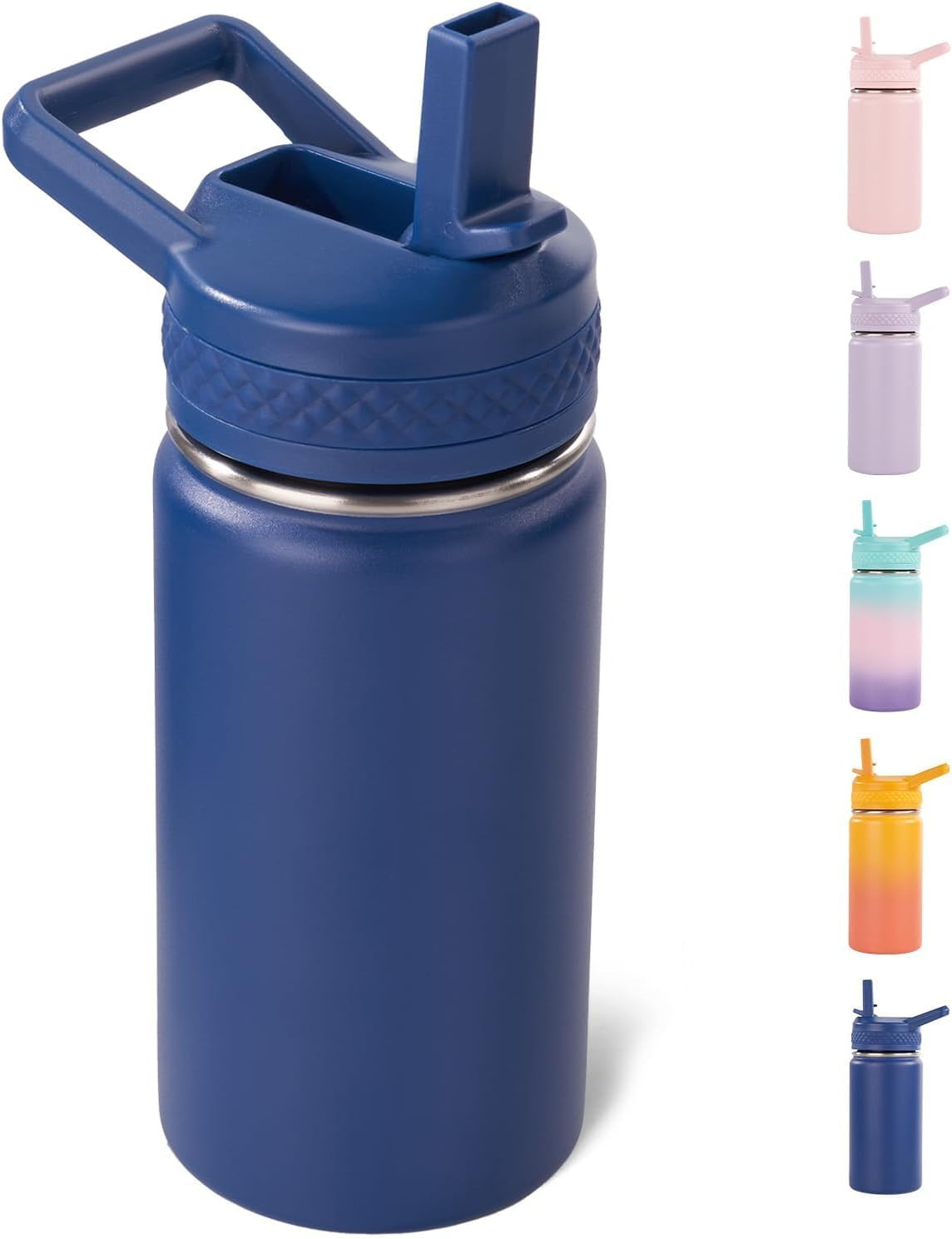 12 Oz Kids Water Bottle, Toddler Water Bottle with Straw, Boys&Girls Bottle for