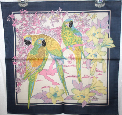 Vintage Jim Thompson Macaw Parrot 16'' Square Pocket Handkerchief or Scarf NOS