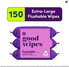 goodwipes Flushable Butt Wipes, Lavender Scented, 3 Pack, 150 Total Wipes