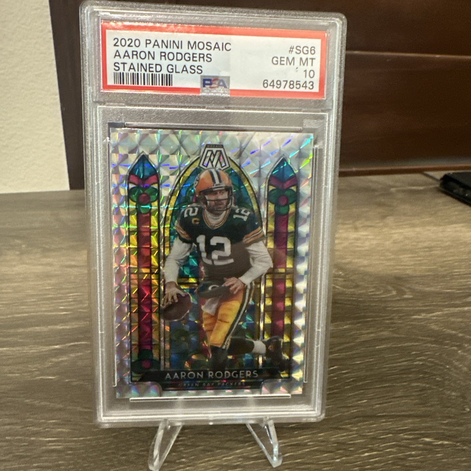 2020 Panini Mosaic - Stained Glass Aaron Rodgers #SG6 🔥 Case Hit PSA 10 🔥