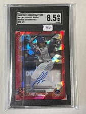 LUISANGEL ACUNA 2025 TOPPS CHROME SAPPHIRE Red REFRACTOR AUTO /5 SGC 8.5!