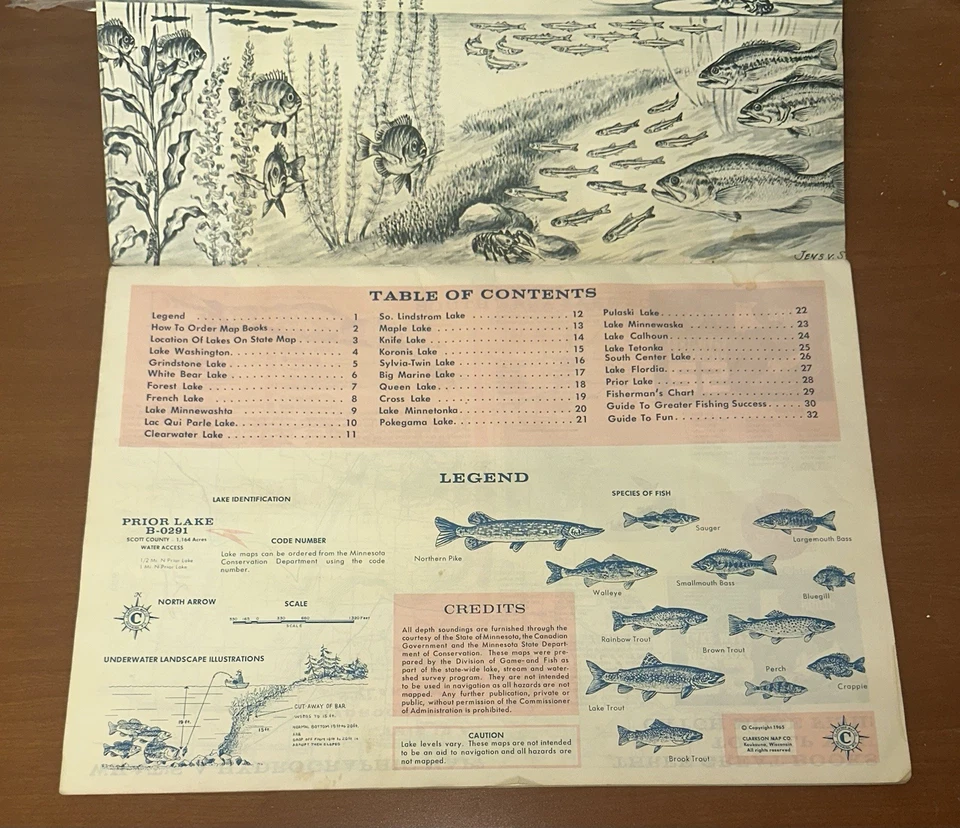 25 mapas hidrográficos de lagos de Minnesota región sur Calhoun verde Minnetonka 1965 Foto 4 de 4