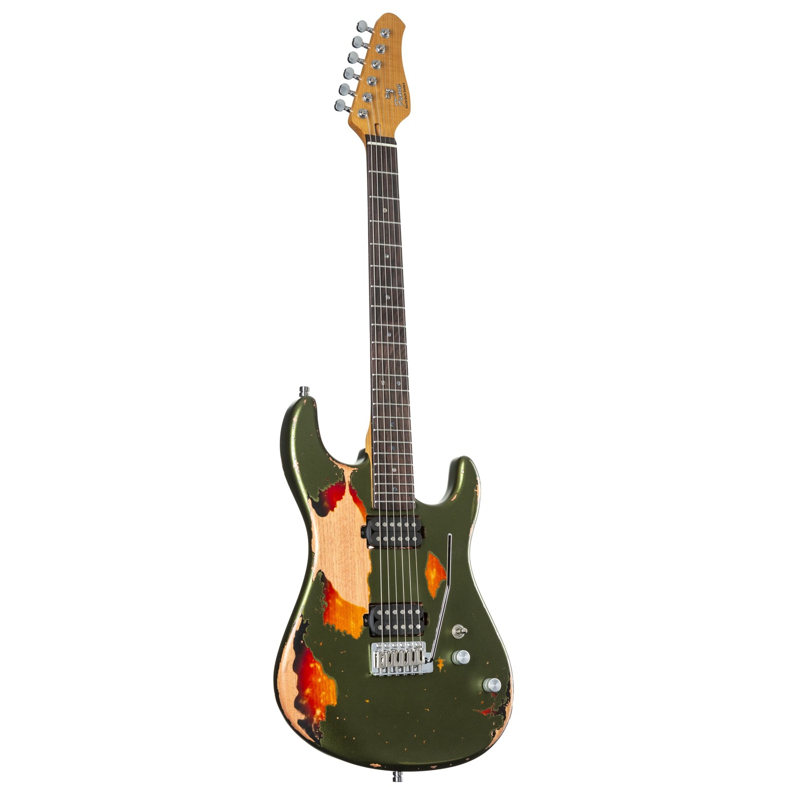 Fame Custom ST RW Worn Olive over Sunburst - E-Gitarre 125590₽