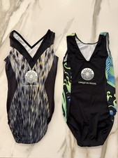 GK Elite Cirque du Soleil Gymnastics Leotard Lot Adult Small Blue Black Gold AS