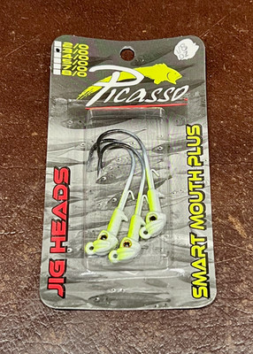 3 3-packs of Picasso smart mouth plus jig head 3/0 1/8 oz