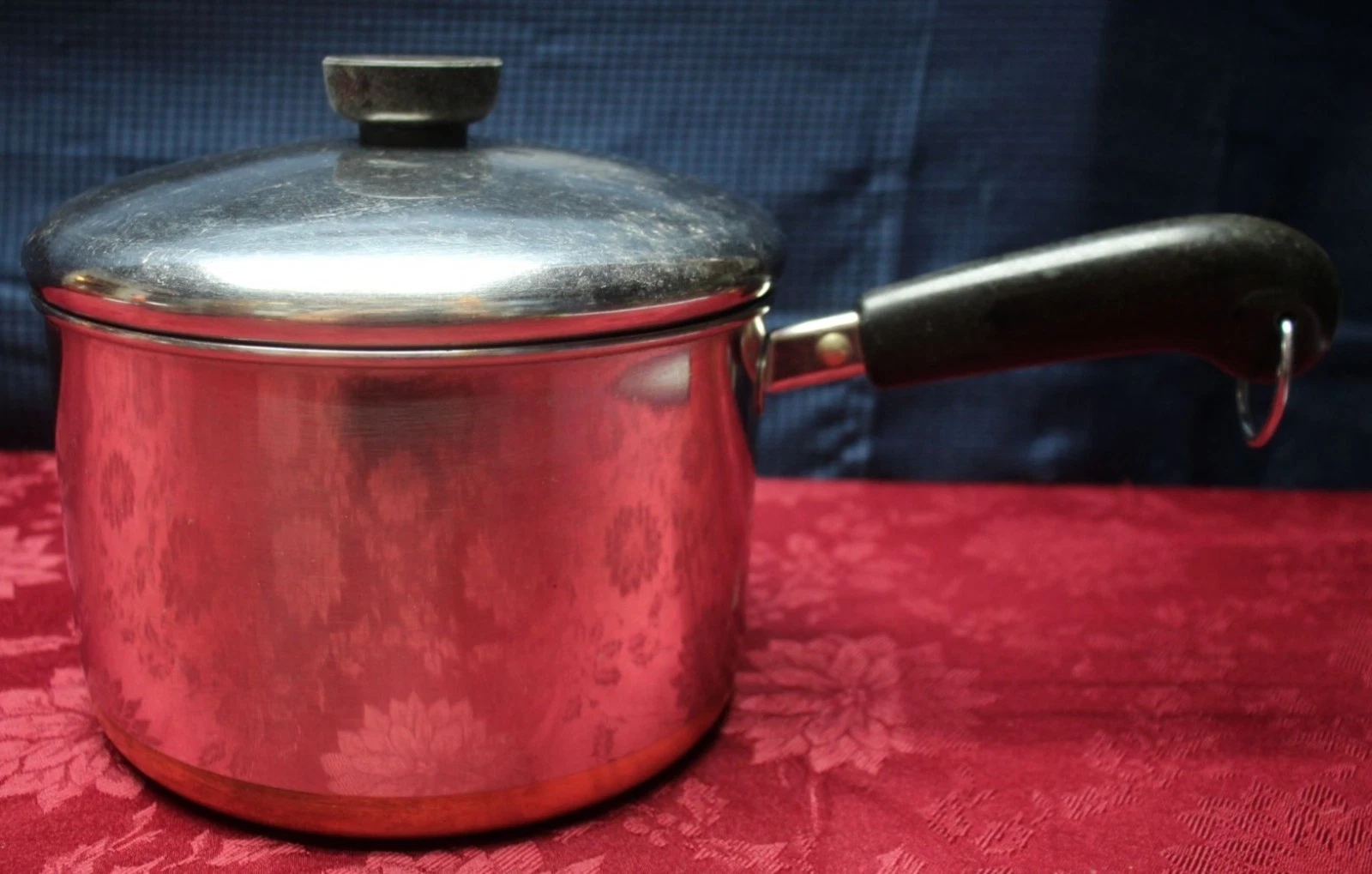 VTG Revere Ware 3 Qt Sauce Pan Copper Clad Bottom w/Lid Clinton Ill. USA