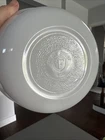 Vtg Federal White Milk Glass Oven Ware Mixing Bowl “F” Shield Double Rings 7” D