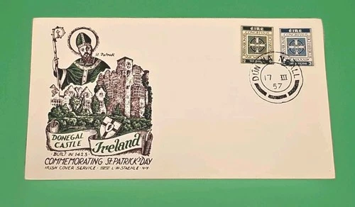 1957 St Patricks Day Donegal Castle Ireland First Day Cover Rare Postal Gem