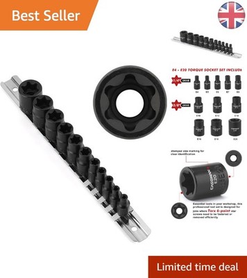 Corrosion-Resistant 11PCS E Torx Socket Set with Laser-Etched Size Markings