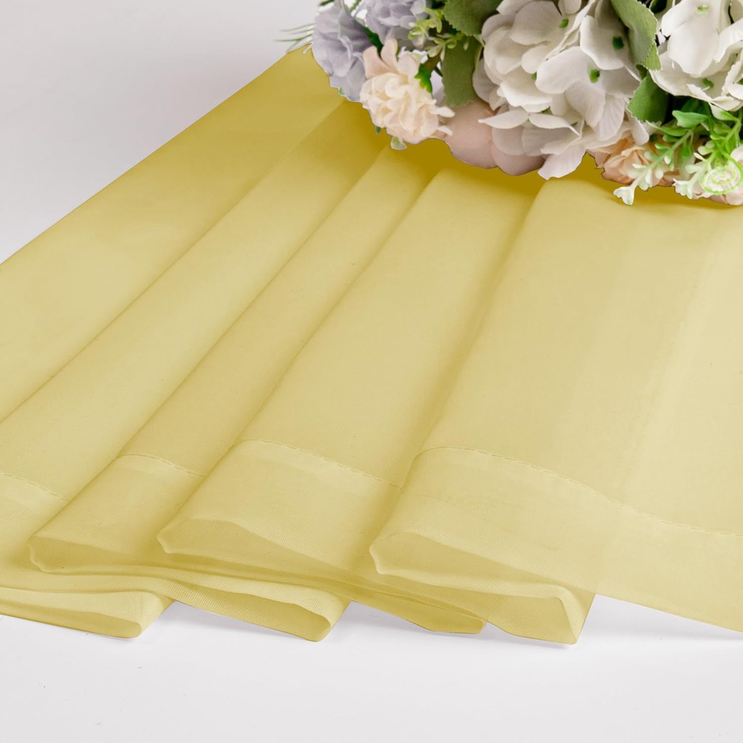 Sheer Yellow Tier Curtains 24 Inch Length, Small Window Curtains Treatment for B