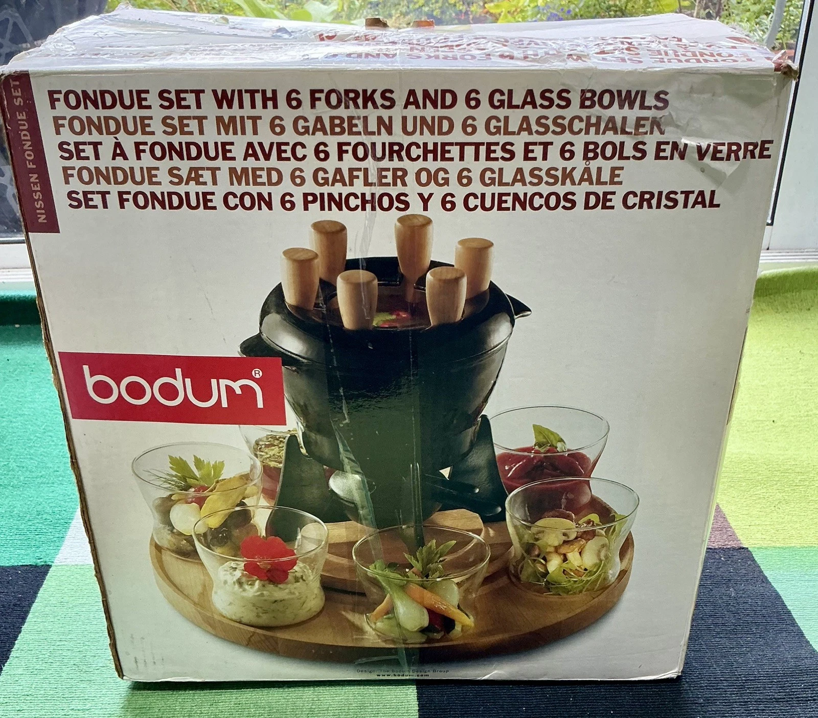 Early 2000s Nissen design for Bodum 6 place fondue set cast iron glasses boxes
Opens in a new window