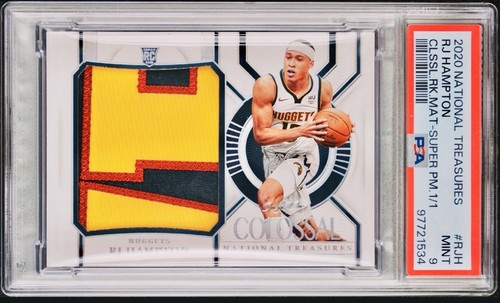RJ Hampton 2020 National Treasures Colossal Rookie Patch Super Prime 1/1 PSA 9
