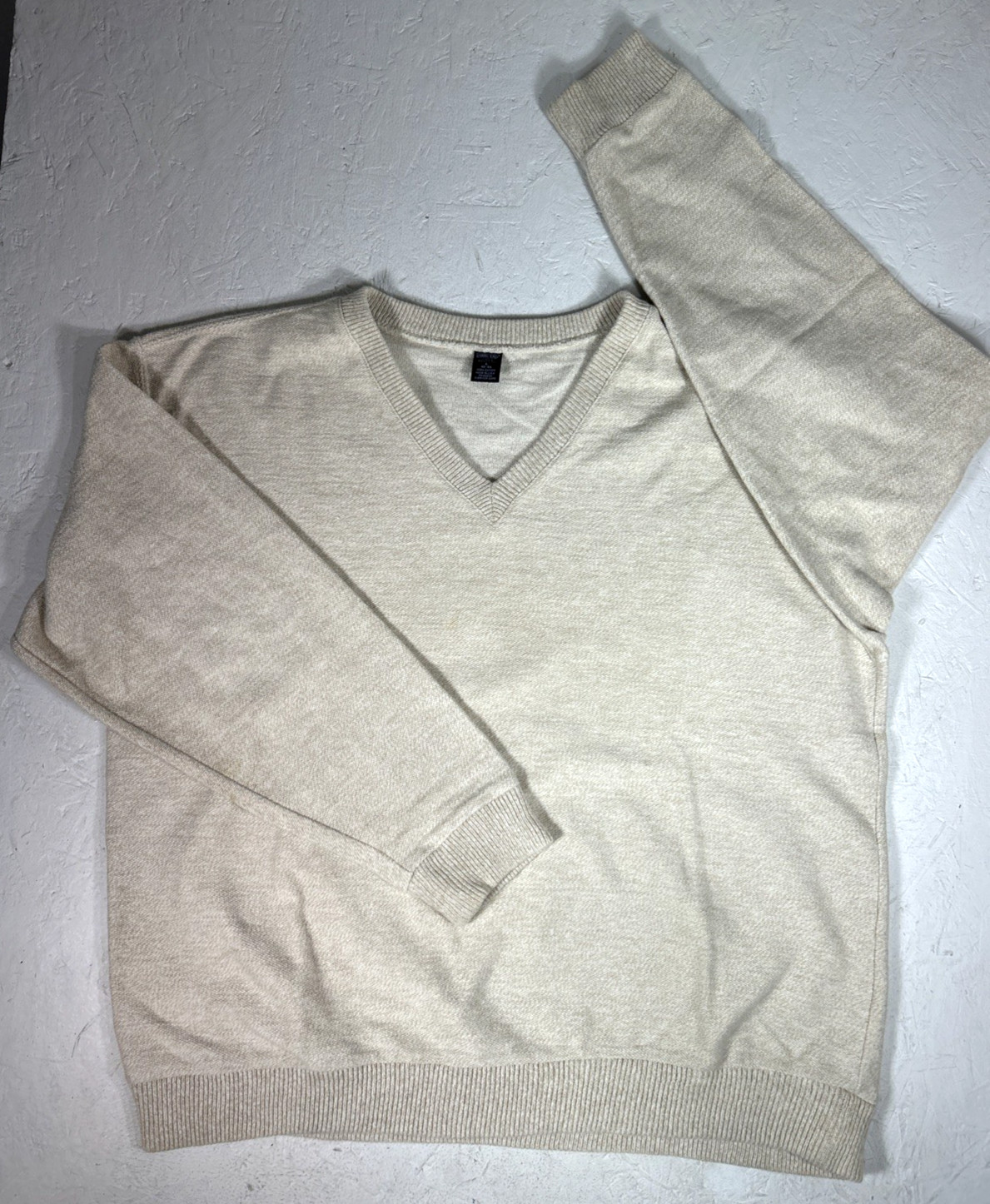Lands' End, Vintage Lands' End V Neck Sweater Mens L White Made in USA Cotton Heritage Prep