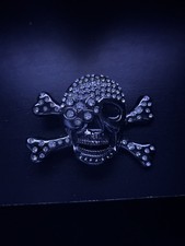 Pirate Skull Head Crossbones with Rhinestone Accent Gothic Punk FL B Belt Buckle