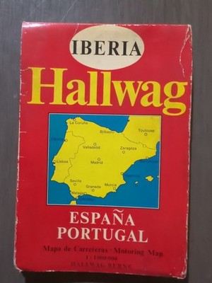 Vintage 1963 Iberia Hallwag Spain & Portugal Travel Motoring Map 1:10 C32-5