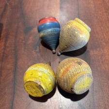 antique vintage toy wooden spin top