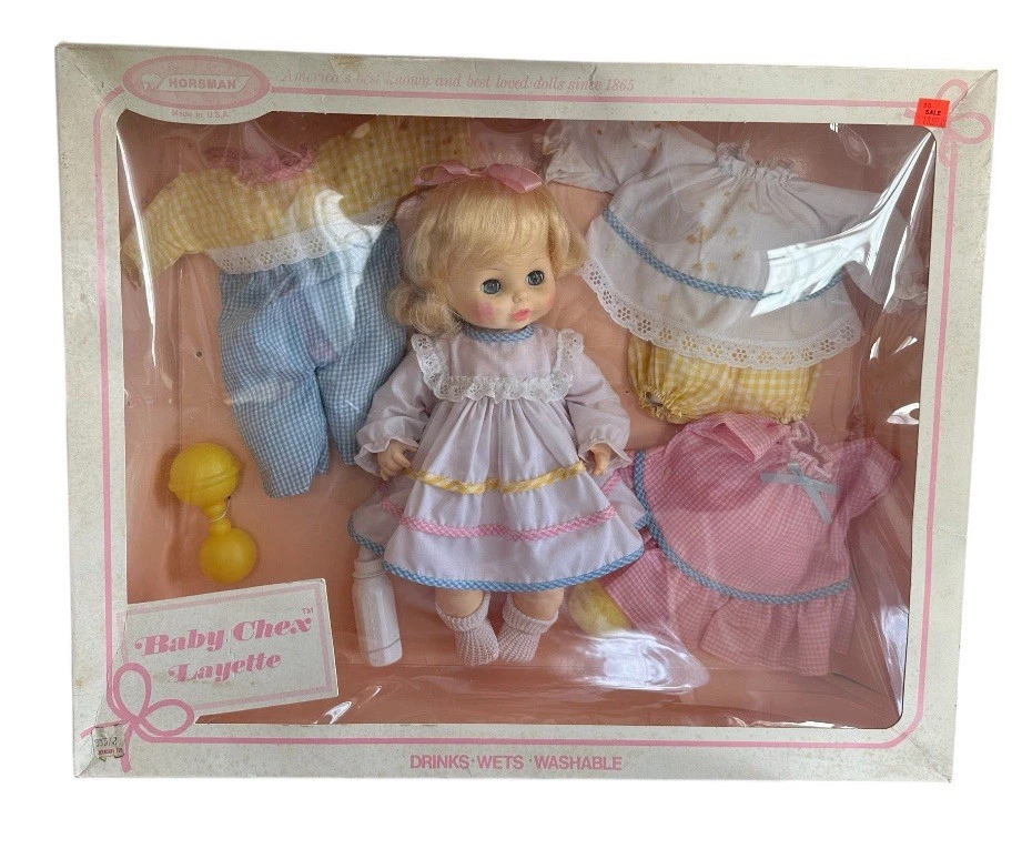 Muñeca Baby Chex Layette Horsman 1988 de colección en caja original nueva y ropa RARA Foto 2 de 4