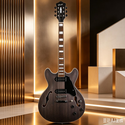 Grote Semi-Hollow Gray  Electric Guitar, Mahogany Body with P90 Pickups,GT335-04
