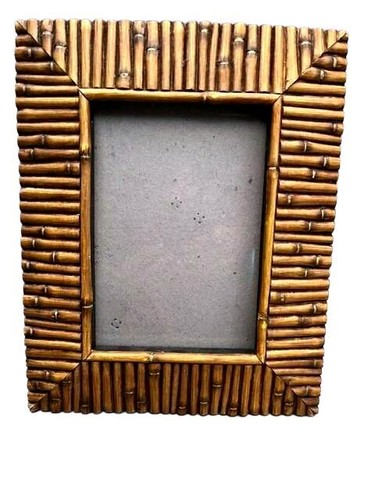 Vintage Burnt Bamboo Picture Frame 5x7 Velvet Backing