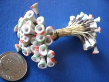 Vintage Millinery Flower Stamen EC1 Fat Tip Ecru Green