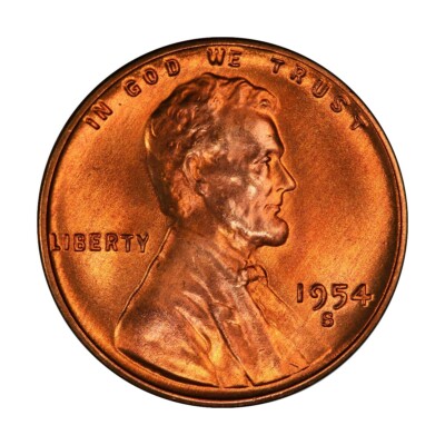 1954 S Lincoln Wheat Cent Choice BU 1c Brilliant Uncirculated OBW Superb Detail