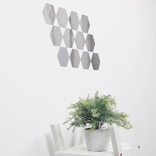 Hexagon 12 Silver 7" MIRROR STICKERS Acrylic WALL DECALS Dorm Rooms Decorations