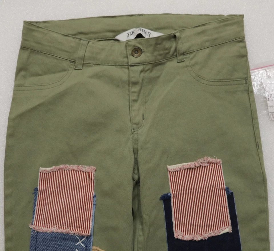 JAK & PEPPAR PEP SCHOOL SKINNIES GIRL'S SIZE 16 PANTS PATCH JEANS FORREST GREEN - Image 2 of 4