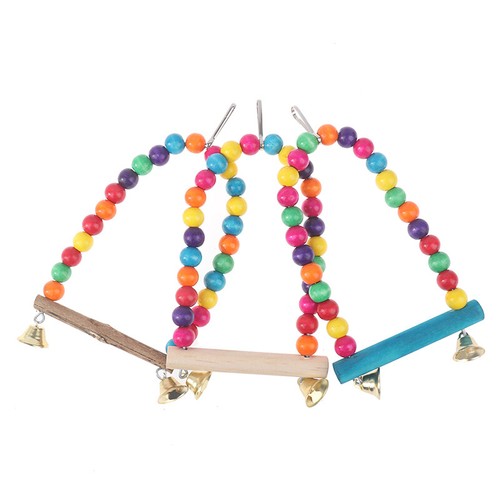 Natural Wooden vente en gros Parrot Swing Toy Bird Supplies Perch Hanging Swings Cage for -wf